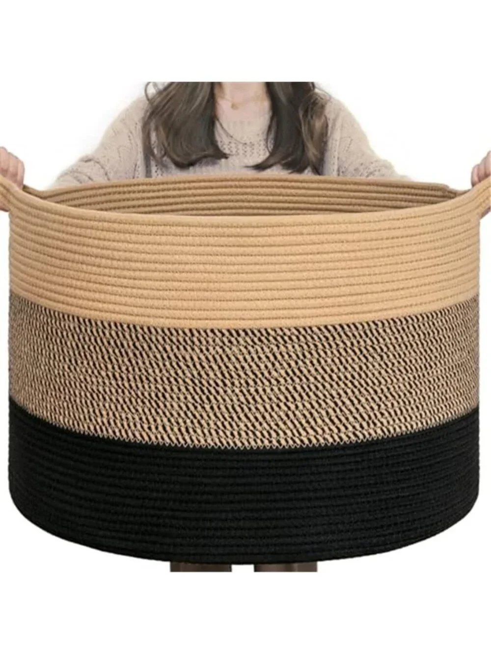 New XXXLarge Woven Rope Blanket Basket Living Room, 90L